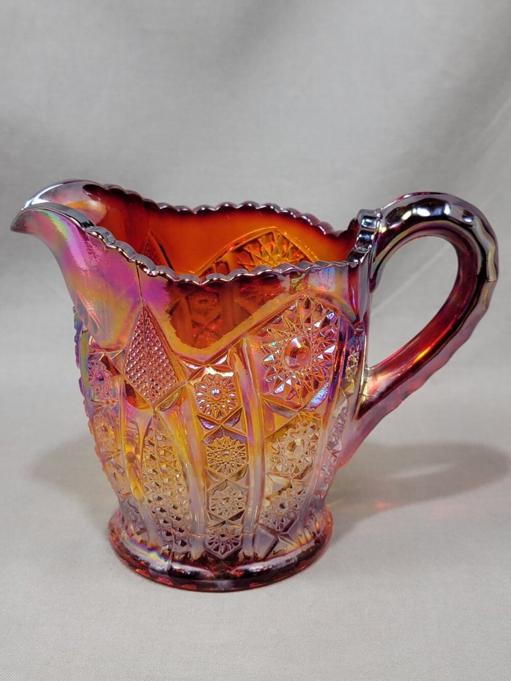 Vtg Indiana Glass Stars and Arches Amberina Carnival Glass Creamer Replacement